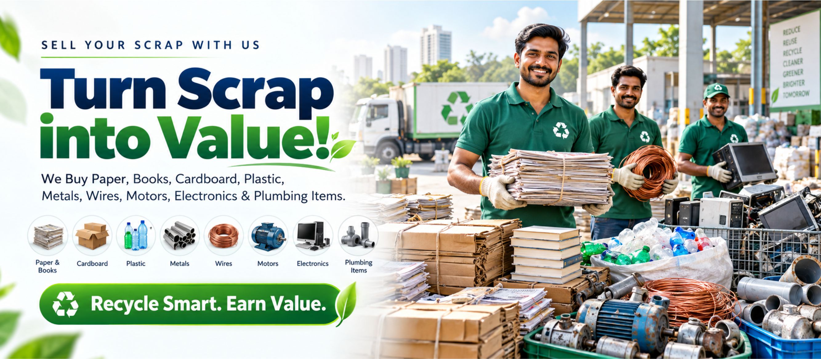 Poorvika Scrap — Turn Scrap into Value. We buy paper, books, cardboard, plastic, metals, wires, motors, electronics and plumbing items.